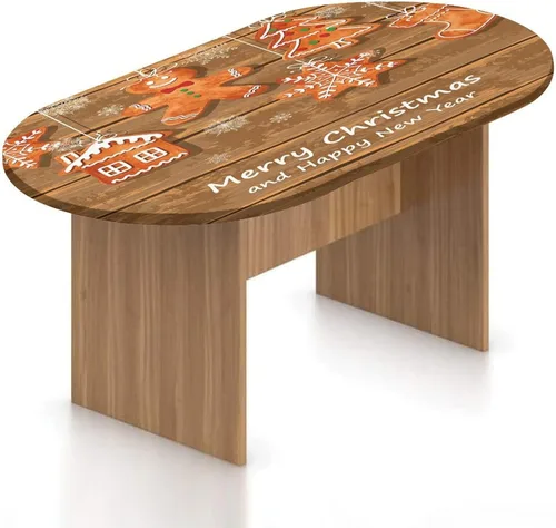 XISUNYA Mantel ovalado ajustable de poliéster elástico para mesa de hombre de jengibre, divertidas galletas de acuarela en tablas de madera, mantel