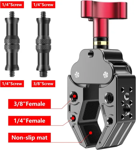Miniatura 5 de Super Clamp con perno estándar de 1/4 y 3/8 para estudio de video fotográfico, abrazadera de cangrejo de cámara fotográfica para cámaras