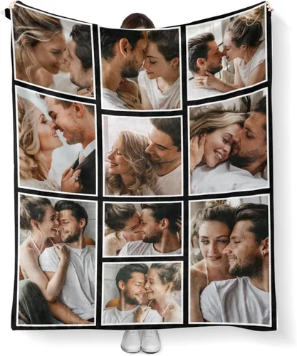 Miniatura 17 de Mantas personalizadas con fotos, manta personalizada con imagen para familia, mamá, papá, parejas, bebé, manta de fotos personalizada con collage