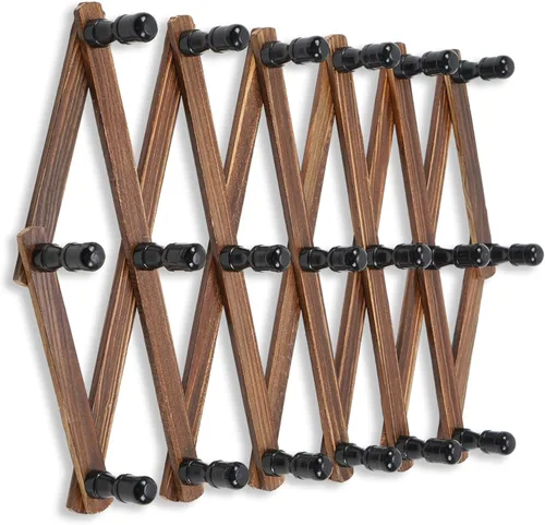 Miniatura 12 de WGFKVAS Perchero para sombreros de pared con 14 ganchos, de madera maciza, perchero expandible para colgar abrigos, sombreros, bolsos, gorras