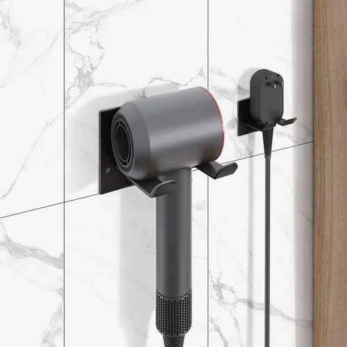 Miniatura 5 de XIGOO Soporte Autoadhesivo para Secador de Pelo Montado en Pared - Organizador de Estante Adhesivo para Secador de Pelo de Baño Compatible con Negro