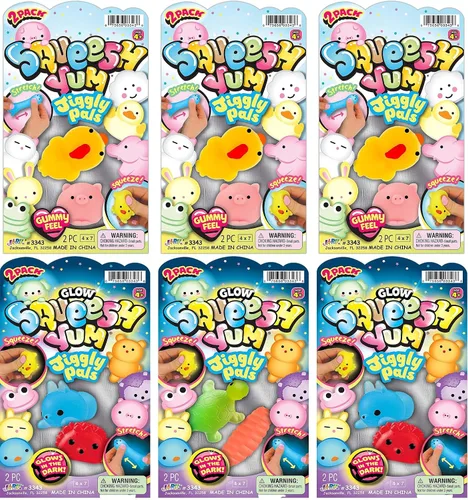 Miniatura 2 de JA-RU Mini animales Mochi (paquete de 6, 12 piezas en total) - Mini Mochi Squishy Juguetes para niños, juguete sensorial para aliviar el estrés