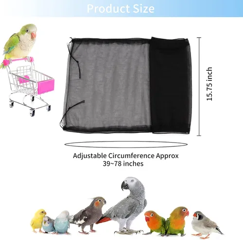 Miniatura 3 de Daoeny Funda universal para jaula de pájaros, red ajustable de nailon suave y aireado, atrapa semillas de plumas, falda transparente para jaulas
