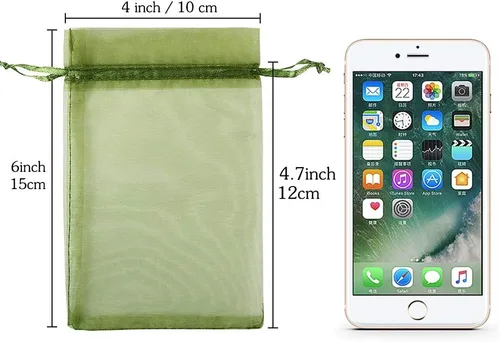 Miniatura 4 de HRX Package 100 bolsas de organza con cordón verde oliva, 4 x 6 pulgadas, bolsas de regalo de malla de caramelo, bolsas de joyería, bolsitas