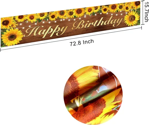 Miniatura 2 de Cartel y cartel de cumpleaños de girasol, decoraciones de fiesta para mujeres y niñas, tema de feliz cumpleaños, fondo de fotos para interiores