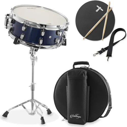 Miniatura 9 de Set de batería Ashthorpe con parche Remo (negro) - Kit para principiantes con soporte, bolsa acolchada, almohadilla de práctica, correa