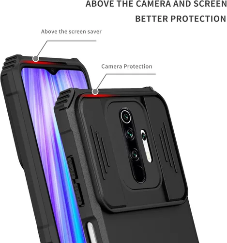 Miniatura 5 de Asuwish Funda de teléfono para Xiaomi Redmi Note 8 Pro con protector de pantalla de vidrio templado y cubierta de cámara deslizante Soporte Soporte
