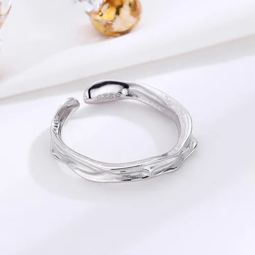 Miniatura 24 de Anillo de plata de ley 925, minimalista, ajustable, hecho a mano, para mujeres y niñas