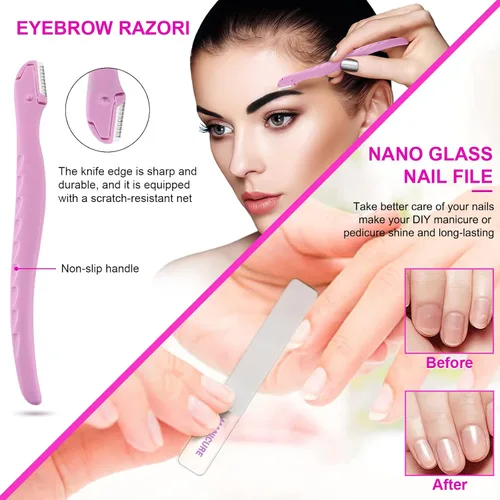 Miniatura 4 de Juego de manicura profesional de pedicura, kit de cortaúñas – 18 herramientas para el cuidado de uñas – Kit de aseo con lujosa funda de viaje Púrpura