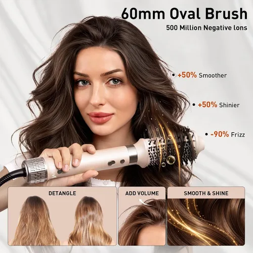 Miniatura 3 de Mythsight StyleVibe - Moldeador de aire 6 en 1 con difusor de pelo, rizadores automáticos (L/R), secador de pelo y cepillo alisador con estuche
