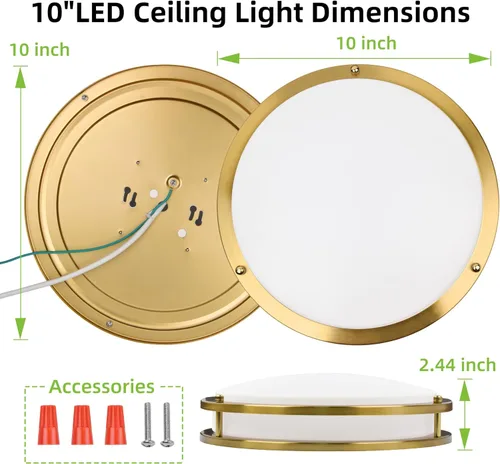 Miniatura 8 de hykolity Accesorio de lámpara de techo LED de montaje empotrado de 10 pulgadas, 17W, 1100lm, 2700K/3000K/3500K/4000K/5000K Luces de techo