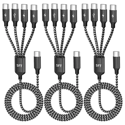 Miniatura 19 de Cable de carga múltiple USB C Splitter 1 paquete, cable de carga USB A/C a USB C, cable de carga dual tipo C, cable de carga múltiple 4 en 2 con 4