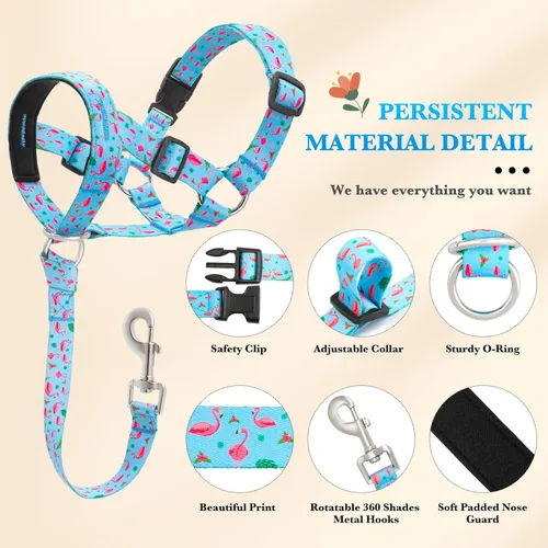 Miniatura 2 de Collar sin tirones para la cabeza de perro, cuello halter ajustable para perros agresivos, acolchado antitirones, bozal de plomo suave