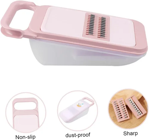 Miniatura 5 de SHOWERORO Rallador grueso multifunción con caja, rallador de zanahoria de mano y triturador de verduras para cocina para cepillado de frutas