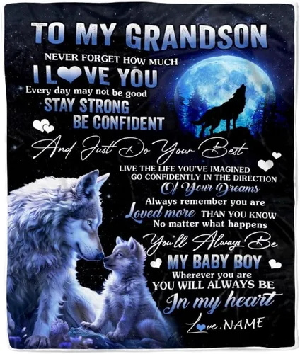 Miniatura 31 de Manta personalizada con texto en inglés «To My Grandson from Grandma Grandpa You Will Never Lose Lion Nison», manta de forro polar personalizada