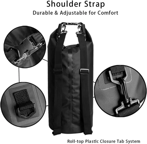 Miniatura 3 de Bolsa seca flotante impermeable Bear Outdoor, para canotaje, kayak, senderismo, snowboard, acampada, rafting, pesca y excursionismo Negro