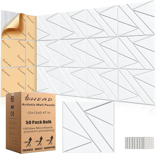 Miniatura 18 de BSHEAD 10 piezas de paneles acústicos de microfibra de 165dtex, paneles de pared insonorizantes autoadhesivos, paneles de espuma de 12 x 12 x 0.4
