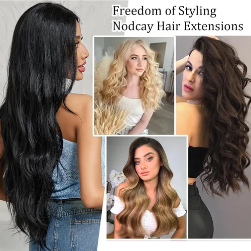 Miniatura 7 de Extensiones de cabello humano real #613 con pinzas, 24 pulgadas, 3.53 onzas, 7 unidades, extensiones Remy sin costuras, trama de piel de encaje