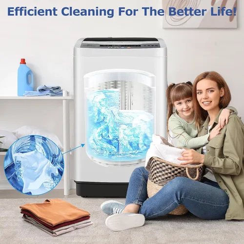 Miniatura 5 de Nictemaw Lavadora portátil, capacidad de 20 libras, lavadora portátil completamente automática, lavadora compacta de 2.8 pies cúbicos con 10 Blanco