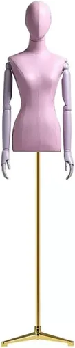 Miniatura 15 de Maniquí de forma de vestido femenino, torso de maniquí de cuerpo de poliuretano con soporte de metal ajustable en altura, brazos de madera, cuerpo
