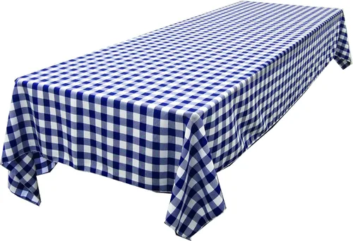 Miniatura 45 de LA Linen Mantel rectangular de poliéster Gingham a cuadros 60 por 84 pulgadas, blanco y verde oscuro