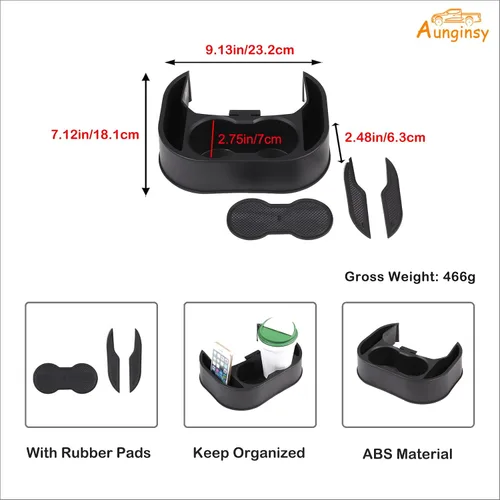 Miniatura 6 de Bandeja organizadora expansora para portavasos trasero de automóvil compatible con Ford Maverick 2022-2026, soporte de doble taza trasero