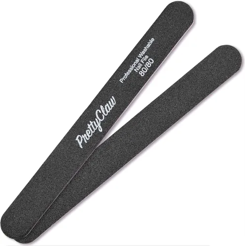 Miniatura 3 de PrettyClaw 10 limas de uñas profesionales de grano 80/80, lima de uñas acrílicas rectas negras, centro de plástico, tablero de esmeril de doble