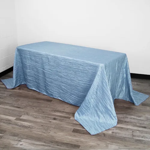 Miniatura 31 de YOUR CHAIR COVERS - Mantel Rectangular de Tafetán Arrugado de 90 x 132 Pulgadas - Azul Polvoriento, Manteles Rectangulares para Mesas Rectangulares