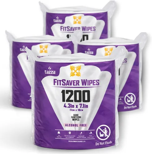 Tazza TAZZAWP1200 Toallitas húmedas - 4 x 1200 unidades, toallitas duraderas pre-saturadas de limpieza para equipamiento de gimnasio. ¡1 centavo por