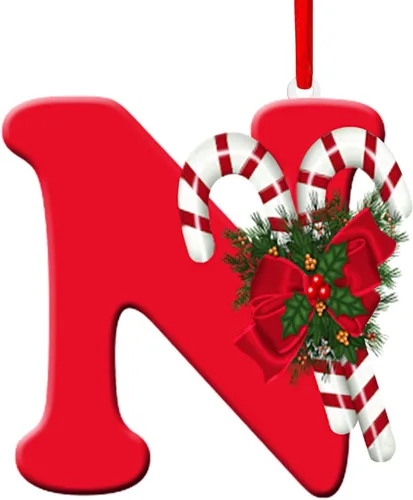 Miniatura 19 de Colgante de decoración para árbol de Navidad de 26 letras, adornos de árbol de Navidad, adornos de Navidad personalizados, decoración de Navidad