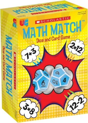University Games, Juego de Dados de Viaje Scholastic Math Match, Juego de Refuerzo Matemático para Niños, para 2 o Más Jugadores a Partir de 5 Años