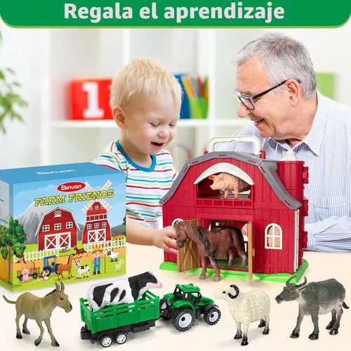 Miniatura 7 de Juguetes de Animales de Granja para Niñas y Niños Pequeños de 1, 2, 3, 4, 5 Años, Gran Granero Rojo de Granja con Figuras de Animales y Juguete