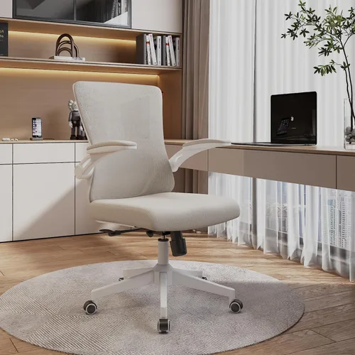 Miniatura 18 de Silla de oficina, silla ergonómica de escritorio cómoda para el hogar, silla de juegos con respaldo medio con ruedas, altura ajustable, soporte
