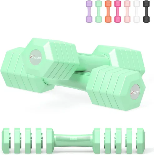 Miniatura 12 de Juego de mancuernas ajustables, juego de pesas de mano 4 en 1 para mujeres y hombres, un par de mancuernas de 10 libras cada uno de 2 libras, 3 Azul