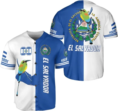 Miniatura 16 de Camiseta de béisbol de El Salvador personalizada,Camiseta personalizada con la bandera salvadoreña,Orgulloso Jersey Salvadoreña,Jersey del orgullo