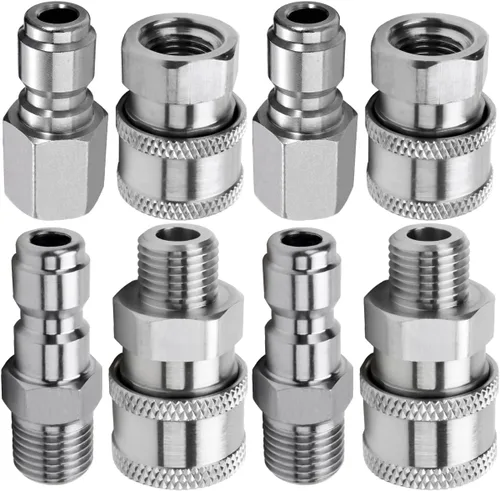 Miniatura 5 de Beduan Adaptador de Lavadora a Presión de Acero Inoxidable 3/8" NPT Macho Conector Rápido Juego de Sociador con Enchufe de QC, 5000 PSI
