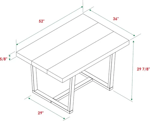 Miniatura 9 de Walker Edison mesa de comedor rectangular para 6 personas, de madera desgastada, de estilo moderno y campestre, 52 pulgadas, roble rústico