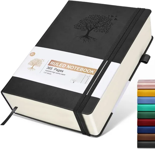 Miniatura 26 de Cuaderno Diario con Líneas - 365 Páginas A5 Cuaderno Grueso para Escribir para Hombres y Mujeres, Cuaderno con Rayas Universitarias, Diario de Cuero