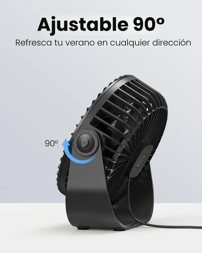Miniatura 5 de Gaiatop Ventilador de escritorio USB, flujo de aire fuerte de 3 velocidades, portátil de 5.5 pulgadas, rotación de 90°, refrigeración silenciosa