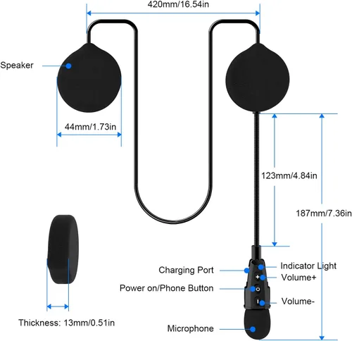 Miniatura 8 de EJEAS Auriculares Bluetooth para casco de motocicleta E1+, altavoz de casco Bluetooth 5.1 con respuesta automática de llamada y función de reducción