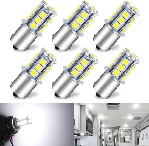Miniatura 11 de Bombilla LED 1156 1141 de 10V-30V CA/CC súper brillante blanco cálido 1073 7506 BA15S bombillas de repuesto para RV caravana cámper remolque