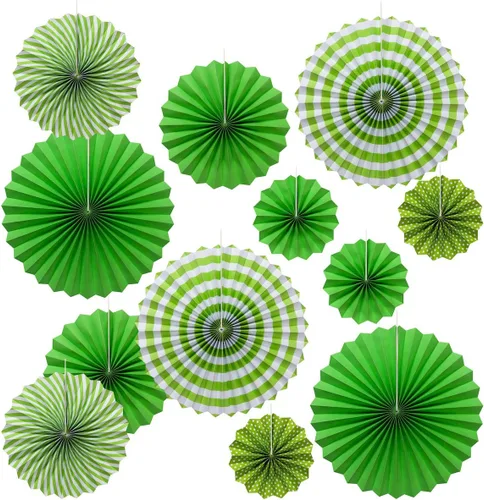 Miniatura 11 de ONUPGO Paper Fans - Juego de abanicos de papel para colgar en fiestas, color negro, 12 unidades, decoración de fiesta mexicana, pancarta colgante