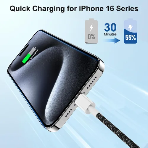 Miniatura 2 de Cable de carga rápida USB C a C de 10 pies, cable de carga largo tipo C a USB C para Apple iPhone 17 Pro Max/17 Air/16 Pro/15 Plus, MacBook Pro