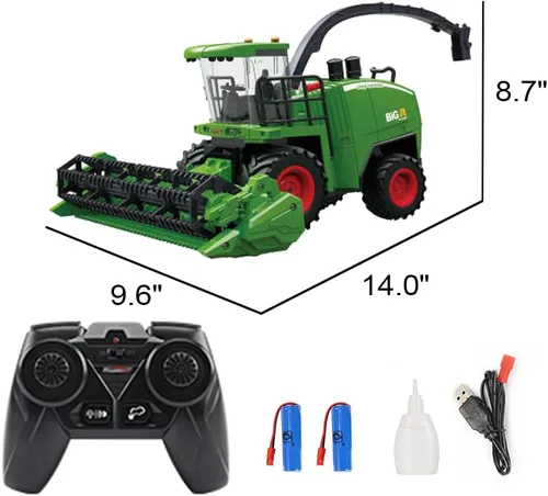 Miniatura 5 de Juguete tractor de control remoto – Camión RC para niños con función de pulverización/luz LED/sonido realista, 2 baterías recargables, vehículos