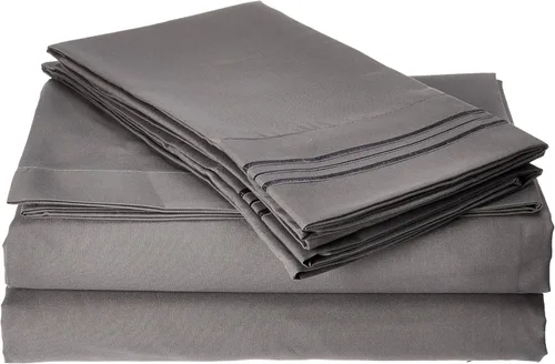 Miniatura 4 de Clara Clark A Premier 1800 Collection - Juego de sábanas de 6 piezas con fundas de almohada adicionales, tamaño Queen, gris piedra carbón