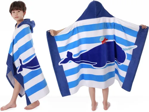 Miniatura 13 de BANGSAUR Toallas de playa para niños con capucha, algodón suave de 50 x 30 pulgadas, niñas y bebés de 3 a 12 años, toalla de baño, piscina