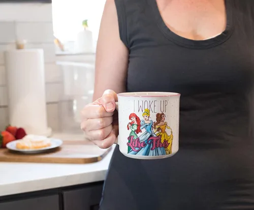 Miniatura 4 de Silver Buffalo Disney Princess I Woke Up Like This - Taza de cerámica con Ariel, Cenicienta y Belle, 20 onzas