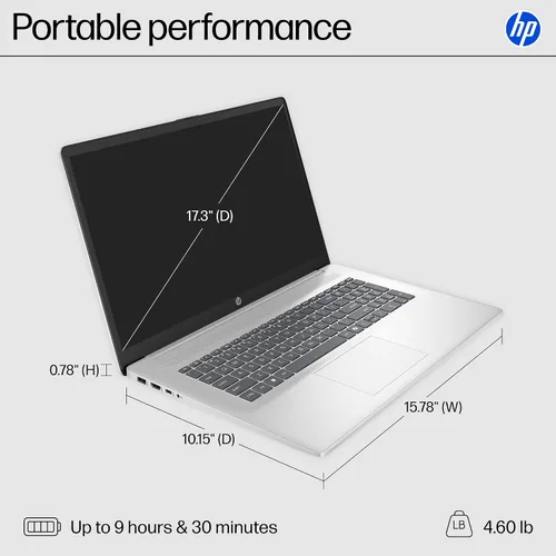 Miniatura 7 de HP 17 computadoras portátiles 2025 para estudiantes de negocios, pantalla FHD de 17.3 pulgadas, procesador Intel de 8 núcleos, 16 GB de RAM, 1 TB
