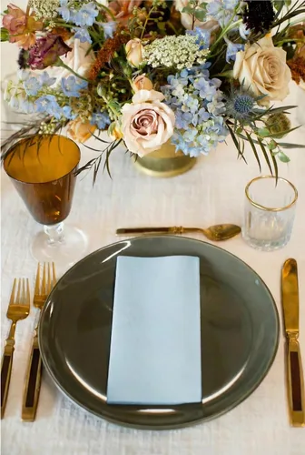 Miniatura 2 de Servilletas de papel AMERICAN HOMESTEAD - Servilletas de papel desechables tipo lino azul claro - Servilletas de mesa de calidad de restaurante