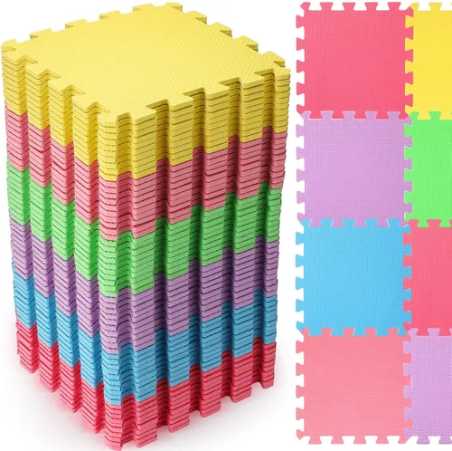 Miniatura 14 de Nuanchu 60 PCS Tapete de Rompecabezas de Espuma para Niños a Granel - Tapete de Juego de Espuma de Color Sólido con Bordes Entrelazados Alfombra
